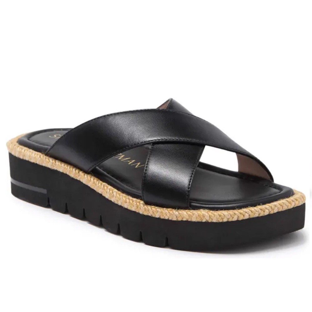Stuart Weitzman Black Roza Lift Slide Sandal